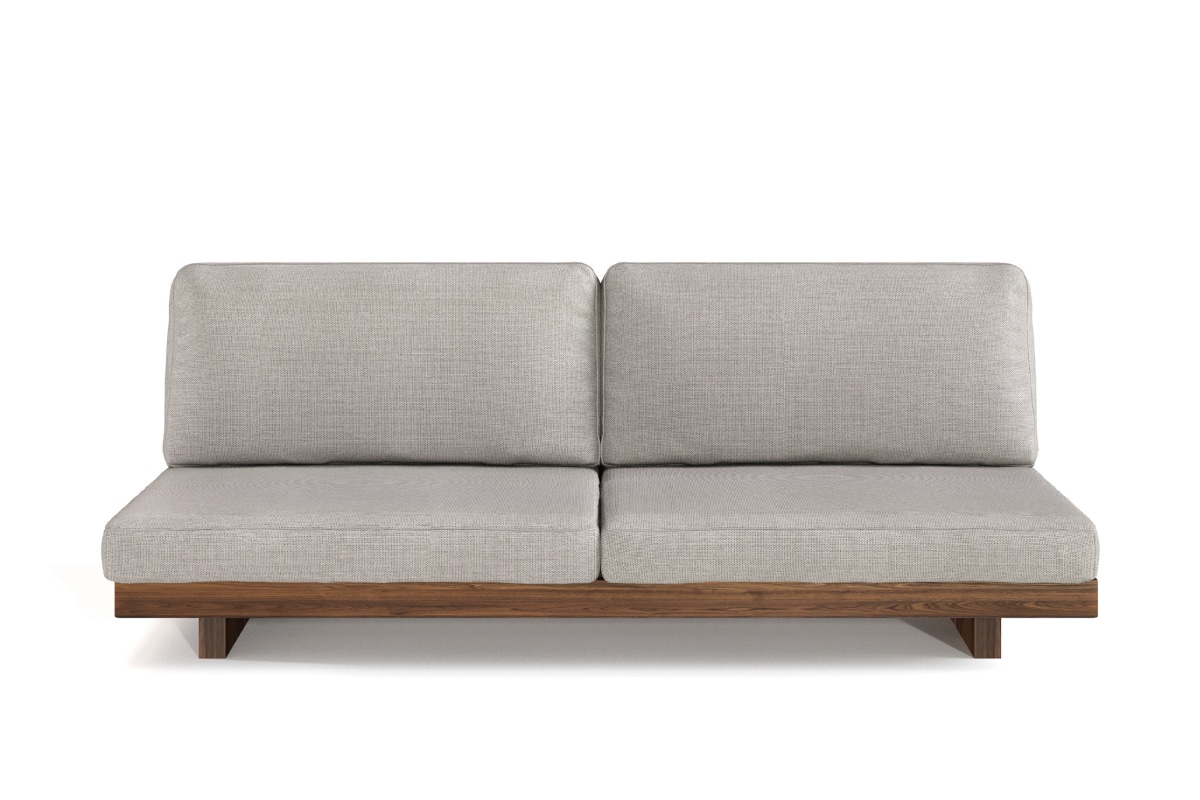 マスターウォール公式掲載のDANISH SOFA 3シーター180。灰色の張地と木枠のソファ